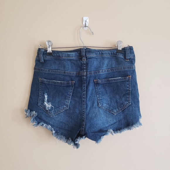 Blue Denim Distressed Cutoff Shorts - Picture 2 of 4
